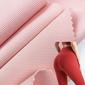 Nhiều màu cổ phiếu dày gân Nylon Spandex nén đàn hồi dệt kim bodysuit vải - Product Image 3