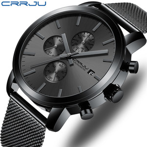 <b>Men's</b> <b>Watch</b> CRRJU Luxury Business <b>Men</b> Stainless Steel WristWatch <b>Men's</b> <b>Waterproof</b> Date Quartz <b>Watches</b> Relogio Masculino - Product Image 1