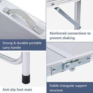 Portable Lightweight Aluminum Outdoor <strong>Table</strong> 3 Height Adjustable <strong>Camping</strong> <strong>Table</strong> <strong>Storage</strong> for Indoor Beach Picnic BBQ Hiking Blue - Product Image 3