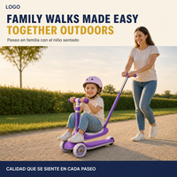 Trottinette pour enfants 2 en 1 avec barre de poussée parentale, 3 roues, hauteur réglable, roues en PU pour garçons et filles