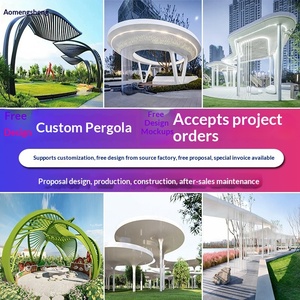 Pergola en acier inoxydable sur mesure, structure extérieure, sculpture métallique créative, aménagement paysager pour parcs et zones scéniques, résistante aux intempéries - Product Image 5