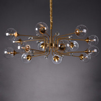 Romantique et chaleureux chambre salon plafonnier multi-tête Restaurant bar verre ambre E27 plafonnier 6 8 10 12 14 têtes