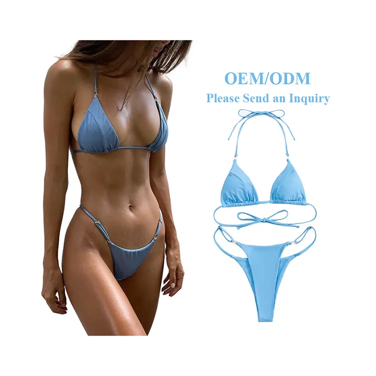 Nhà máy tùy chỉnh rắn Dải Thiết kế thời trang đồ bơi đồ bơi beachwear Bikini Set cho phụ nữ