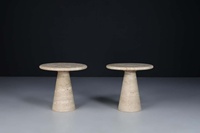 Table basse ronde en pierre de travertin de salon de Style italien nordique, Table d'appoint circulaire moderne en travertin ou Table basse