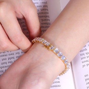 Bracelet tennis pour femme en laiton plaqué or 18 carats avec zircones cubiques de haute qualité, chaîne à griffes, <span class=keywords><strong>accessoires</strong></span> de mode exquis - Product Image 5