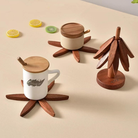 Ensemble de dessous de plat en bois en forme d'arbre 4 pièces pour Halloween sous-verres de noël théière Pots isolation plat chaud tapis Pad élégant sous-verres d'arbre