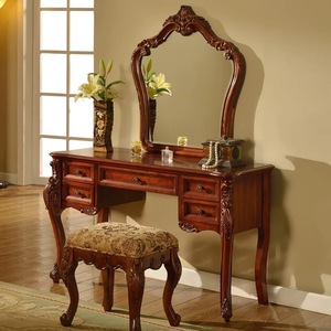 <span class=keywords><strong>Coiffeuse</strong></span> sculptée de style américain avec miroir et tiroirs, en bois massif, style européen, style campagnard, <span class=keywords><strong>vintage</strong></span> - Product Image 1