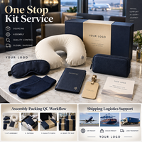 Kit de voyage VIP personnalisé pour avion : Masque pour les yeux, oreiller de voyage, chaussettes, porte-passeport, pochette, fournisseur de cadeaux OEM ODM