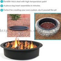 Foyer rond noir à faire soi-même, pour l'extérieur, au-dessus du sol ou enterré, doublure portable et durable en acier galvanisé, chauffage de jardin, foyer de camping, anneau de feu