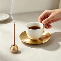 CHENLANG 2-en-1 Porte-encens en laiton et sous-verre, Cendrier, Brûleur, Écologique, pour l'aromathérapie domestique et la cérémonie du thé
