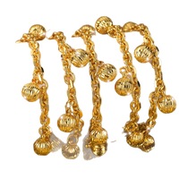 Bracelet épais à billes rondes laser et à clochettes, avec pièces de monnaie dorées suspendues, pour la danse du ventre et la danse indienne, accessoires de spectacle