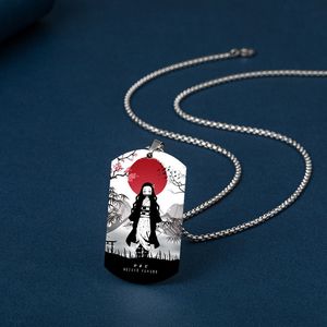 Kalung Anime Jepang liontin logam kalung pembunuh Iblis kartun keren ornamen tag anjing sesuai pesanan grosir rantai Widget - Product Image 4