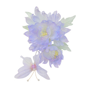 2026 Nuevo Original Tocado Hanfu de Seda Morado Hecho a Mano Estilo Antiguo con Flores, Accesorio Dulce para el Cabello con Flores Perforadas - Product Image 3