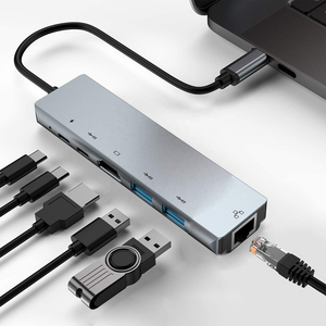 6 trong 1 USB 3.0 C HUB HD4K PD sạc nhanh đa chức năng Docking Station USB Hub 6 cổng cho Macbook <span class=keywords><strong>RJ45</strong></span> 100Mbps - Product Image 3