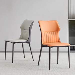 Silla de comedor tapizada en naranja y gris claro para uso doméstico y hotelero JKS-J70 - Product Image 1