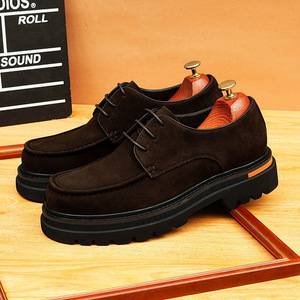 Chaussures habillées pour hommes en cuir suédé pleine fleur, style britannique, classiques et polyvalentes, chaussures d'affaires en cuir à semelle épaisse - Product Image 2