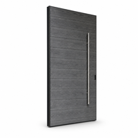 Porte en acier à grain de bois 3D en relief, texture noyer foncé, couleur résistante à la décoloration, sécurité antivol
