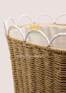 Panier à linge à bord festonné découpé, paniers de rangement faits à la main, bien organisés pour l'organisation du salon - Product Image 2
