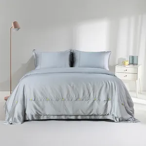100% organic bamboo breathable soft customized light colors skin friendly bamboo bed sheet button duvet cover