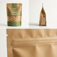 Sachet Doypack refermable à fermeture éclair avec logo personnalisé, finition noire mate et fenêtre transparente, pour emballage anti-humidité de sucre et noix de cajou