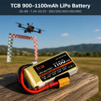 Batterie LiPo TCB RC améliorée 900mAh 1100mAh 2S-6S 7.4V-22.2V 25C-60C pour modèle d'avion RC, fourniture directe du fabricant