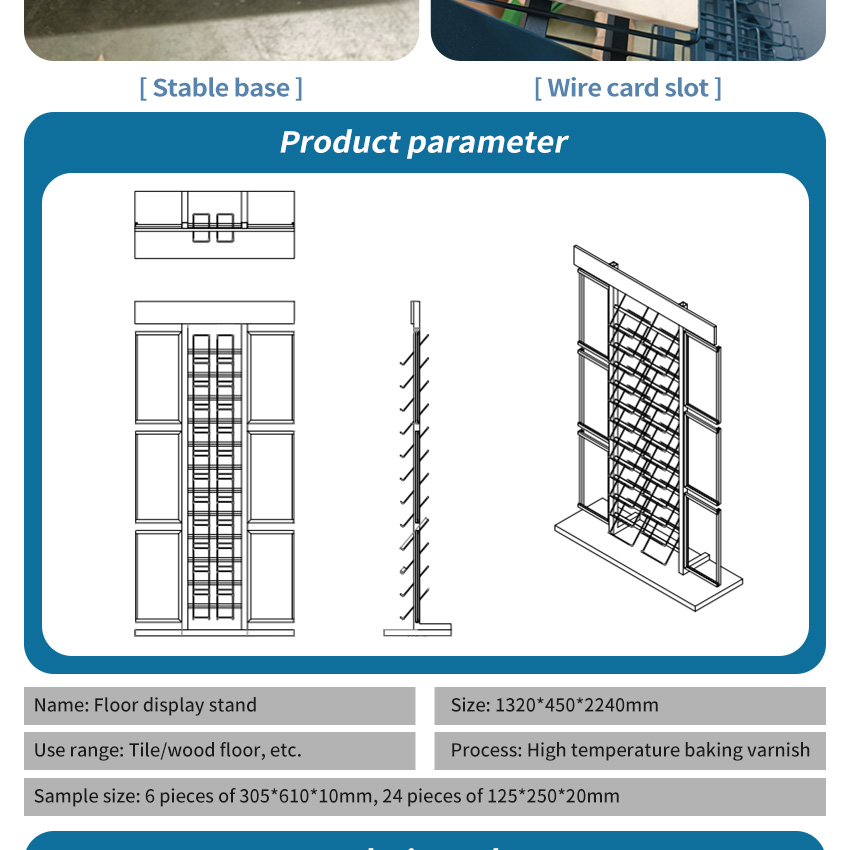 Hot Sale SRL138 Floor Standing Marble Stone Floor Ceramic Unit Showroom Metal Display Racks Granite Tiles Display Rack Stand