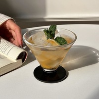 Verre à Americano Glacé de Luxe au Design Niche, Style Français Vintage, pour Flûte, Tasse à Crème Glacée Haut de Gamme 160ml, Coffret Cadeau