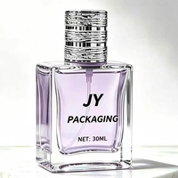 Botella de Perfume Cuadrada de Vidrio Vacía de 30 ml, con Logotipo Personalizado, Tapa Plateada, Atomizador de Fragancia Recargable para Envasado de Cosméticos