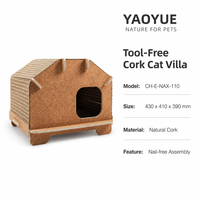 Casa para Gatos de Corcho sin Herramientas, con Paneles de Esquinas Redondeadas y Techo Corrugado, Casa para Gatos de Ensamblaje Rápido sin Clavos, 430 x 410 x 390 mm
