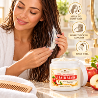 Masker Rambut Pelembap Perbaikan Rambut dengan Minyak Argan dan Cuka Apel, Nutrisi Mendalam, Kontrol Keriting, OEM, Label Pribadi, Grosir, Custom
