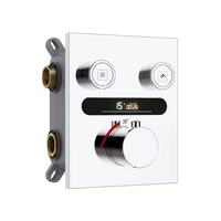 Déviateur de douche à bouton poussoir 3 voies-Pistolet de salle de bain Gris Mitigeur de douche intelligent à température constante avec affichage numérique