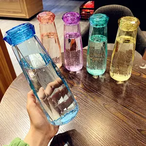 Taza de diamante portátil, botella de agua promocional creativa, botella de agua de vidrio de alta calidad personalizada para mujer