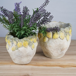 Macetas de Cemento Lianda Hechas a Mano, Grandes, Modernas, Estilo Americano Retro, Diseño de Flor de Limón, Ecológicas, para Interiores y Exteriores - Product Image 2