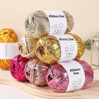 Laser Metallic Style Dyed Fabric Strip Acrylic Blended Yarn Handmade DIY Weaving Crochet Bag Slippers Non-Pilling