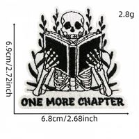 Patch Bordir Pink Bookish Girly Bertema Membaca, Dapat Disetrika, Hadiah untuk Pecinta Buku & Kopi, Aplikasi Dekoratif Pakaian