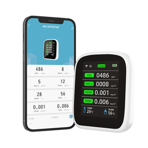 Détecteur numérique portable 8 en 1 PM2.5 PM10 TVOC CO2, analyseur de pollution atmosphérique intérieur WiFi pour la maison et les bureaux - Product Image 1
