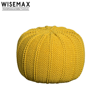 WISEMAX FURNITURE Vente en gros de meubles pour la maison Pouf rond en coton crocheté Fait à la main en fil de coton tricoté