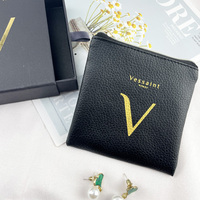 Pochette à bijoux personnalisée en similicuir PU avec logo, pochette d'emballage pour bijoux en similicuir avec fermeture éclair pour l'affichage des bagues et colliers
