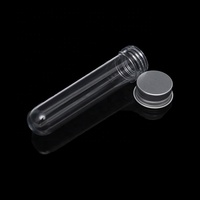 Kaca bening medis bawah datar bulat tabung PET tes dengan tutup sekrup aluminium 20ml 30ml