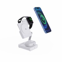 Chargeur sans fil magnétique 3-en-1 pliable en alliage de zinc 25W, station de charge multi-appareils bicolore