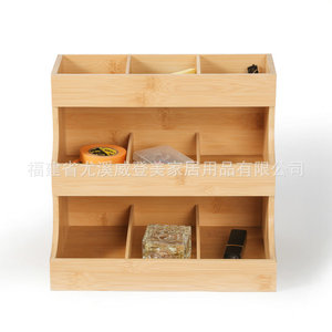 Bamboo partition storage rack, tiered storage rack for office pantries, coffee, <b>tea</b> bags, and beverage organizers. - Product Image 4