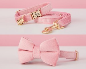 Hồng Veet cá nhân Cat & chó nhỏ cổ áo BOW TIE Dây Xích thiết lập, tùy chỉnh khắc Kitten Puppy name tag, miễn phí chuông vàng, nam nữ - Product Image 3