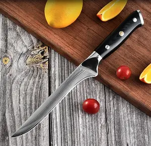 高品质不锈钢4cr14大马士革钢amefa牛排刀实用散装牛排刀厨房用黑色G10手柄