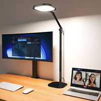 Lampe de bureau LED à hauteur réglable et intensité variable pour le bureau à domicile, les vidéoconférences et les postes de travail