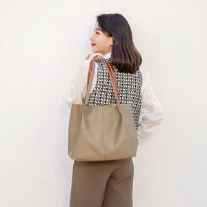 Elegante Bolso Tote de Tela Oxford para Damas de Oficina, Bolso de Hombro Simple con Parte Superior Abierta y Correa de Color en Contraste - Product Image 4