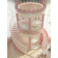 Lit superposé rond en bois massif JS, lit double circulaire pour enfants avec escalier en spirale pour hôtel à thème, appartement