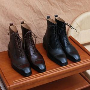 Botines de Tobillo con Punta en Pico, Estilo Retro Británico, Suela Gruesa, Cierre con Cordones, Antideslizantes y Transpirables, para Primavera/Verano - Product Image 1