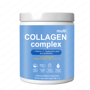 Complesso Multi Collagene + Vitamina C Acido Ialuronico Probiotici Peptidi di Collagene Idrolizzato Puro Tipo I/II/III/V/X in Polvere - Product Image 1
