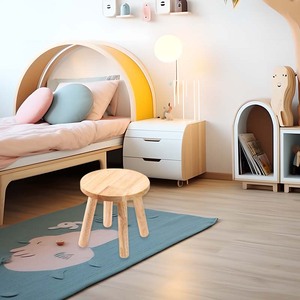 Bằng Gỗ Bước Phân Phù Hợp Với Cảm Giác Bảng Đa Mục Đích Ghế Rắn Vòng Nhỏ Ghế Bốn Chân Ngồi Phân Cho Phòng Ngủ - Product Image 3