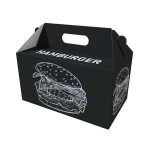 Boîte à nuggets de poulet personnalisée noire, boîte à ailes de buffle, boîte à tendres de poulet, emballage alimentaire en carton avec poignée. - Product Image 1